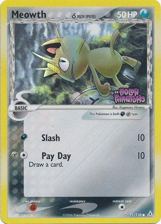 71, Common, Darkness, EX: Holon Phantoms, Fighting[×2], Metal, Reverse Holofoil Meowth (71/110) (Delta Species) (Stamped) [EX: Holon Phantoms] - Trading Card World
