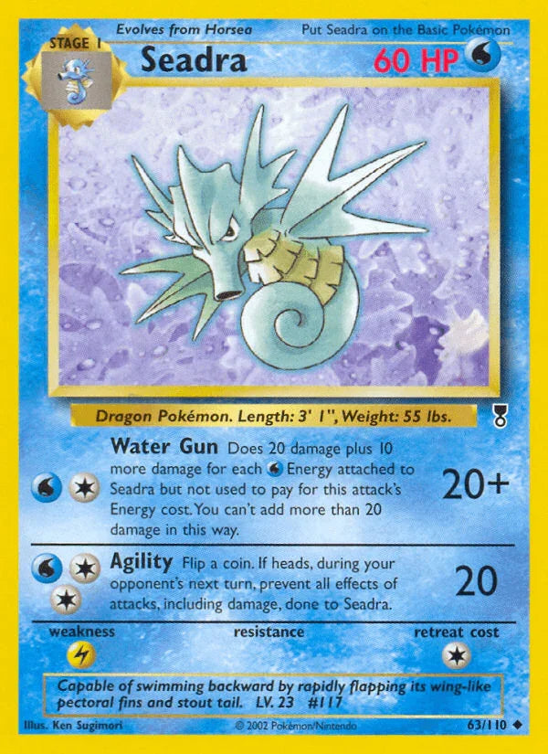 63, Legendary Collection, Lightning[×2], Normal, Reverse Holofoil, Uncommon, Water Seadra (63/110) [Legendary Collection] - Trading Card World