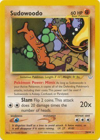 26, Fighting, Neo Revelation Unlimited, Normal, Rare, Water[×2] Sudowoodo (26/64) [Neo Revelation Unlimited] - Trading Card World