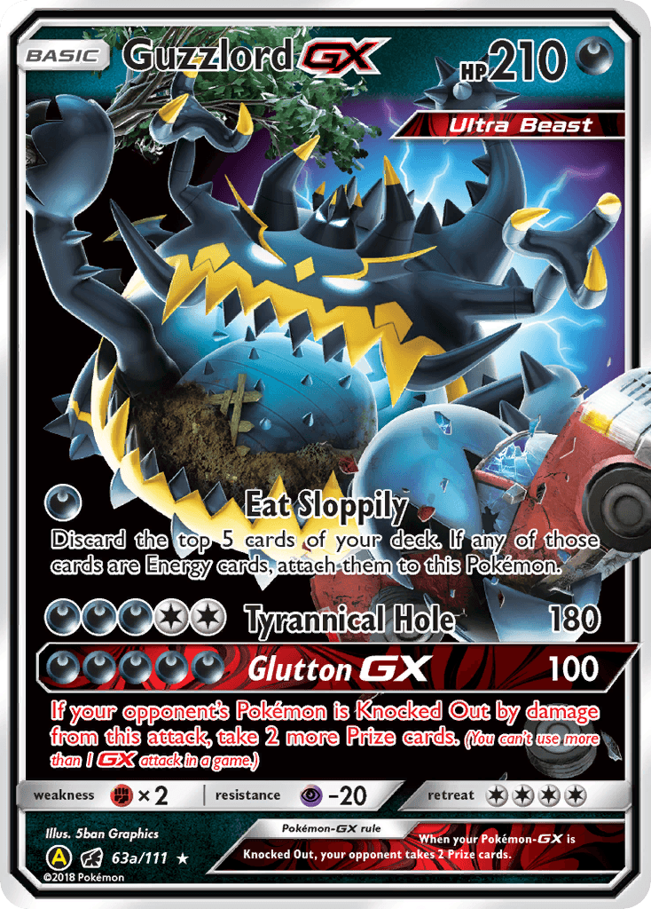 63a, Alternate Art Promos, Darkness, Fighting [x2], Holofoil, Promo, Psychic [-30] Guzzlord GX (63a/111) [Alternate Art Promos] - Trading Card World