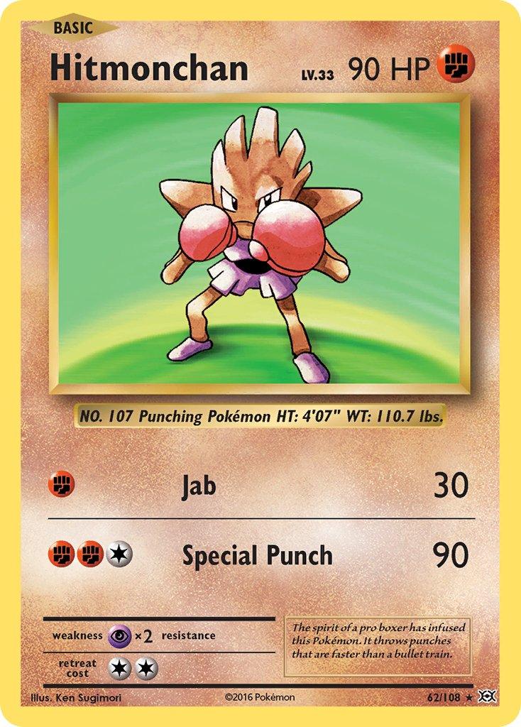 62, Fighting, Normal, Psychic[×2], Rare, XY: Evolutions Hitmonchan (62/108) (Theme Deck Exclusive) [XY: Evolutions] - Trading Card World