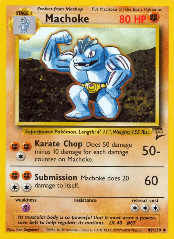 49, Base Set 2, Fighting, Normal, Psychic[×2], Uncommon Machoke (49/130) [Base Set 2] - Trading Card World