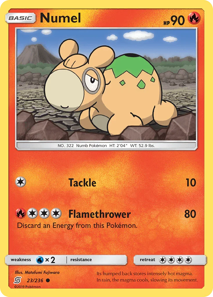 23, Common, Fire, Normal, Reverse Holofoil, Sun & Moon: Unified Minds, Water[×2] Numel (23/236) [Sun & Moon: Unified Minds] - Trading Card World