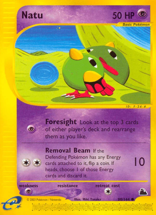 80, Common, Normal, Psychic, Psychic[×2], Reverse Holofoil, Skyridge Natu (80/144) [Skyridge] - Trading Card World