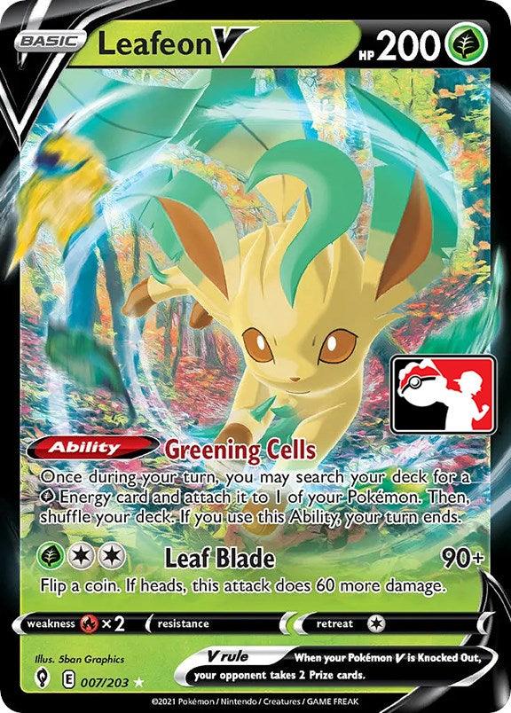 007, Fire [x2], Grass, Holofoil, Prize Pack Series One, Ultra Rare Leafeon V (007/203) [Prize Pack Series One] - Trading Card World