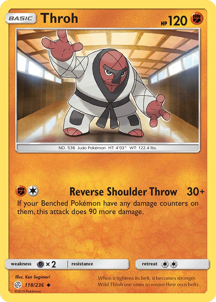 118, Fighting, Normal, Psychic[×2], Reverse Holofoil, Sun & Moon: Cosmic Eclipse, Uncommon Throh (118/236) [Sun & Moon: Cosmic Eclipse] - Trading Card World