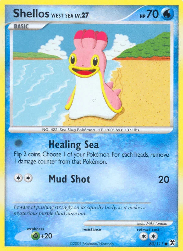 80, Common, Grass[+20], Normal, Platinum: Rising Rivals, Reverse Holofoil, Water Shellos West Sea (80/111) [Platinum: Rising Rivals] - Trading Card World
