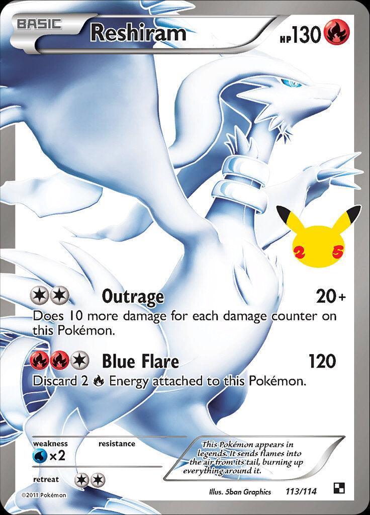 113, Celebrations: 25th Anniversary - Classic Collection, Fire, Holofoil, Ultra Rare, Water [x2] Reshiram (113/114) [Celebrations: 25th Anniversary - Classic Collection] - Trading Card World