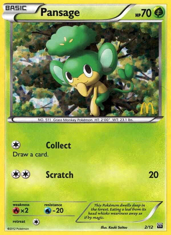 Fire[×2], Grass, Holofoil, McDonald's Promos: 2012 Collection, Promo, Water[-20] Pansage (2/12) [McDonald's Promos: 2012 Collection] - Trading Card World