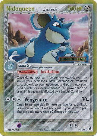 EX: Dragon Frontiers, Holo Rare, Metal, Psychic[×2], Reverse Holofoil Nidoqueen (7/101) (Delta Species) (Stamped) [EX: Dragon Frontiers] - Trading Card World