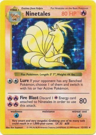12, Base Set Shadowless Unlimited, Fire, Holo Rare, Holofoil, Water[×2] Ninetales (12/102) [Base Set Shadowless Unlimited] - Trading Card World