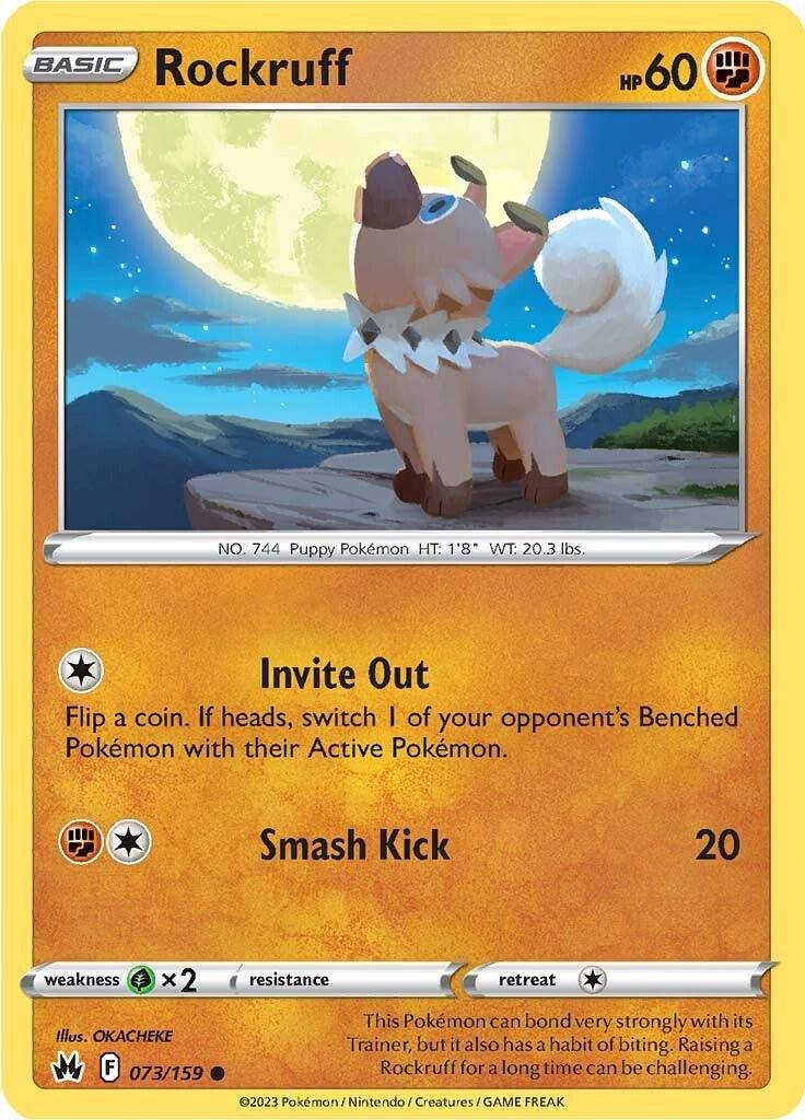 073, Common, Fighting, Grass [x2], Normal, Reverse Holofoil, Sword & Shield: Crown Zenith Rockruff (073/159) [Sword & Shield: Crown Zenith] - Trading Card World