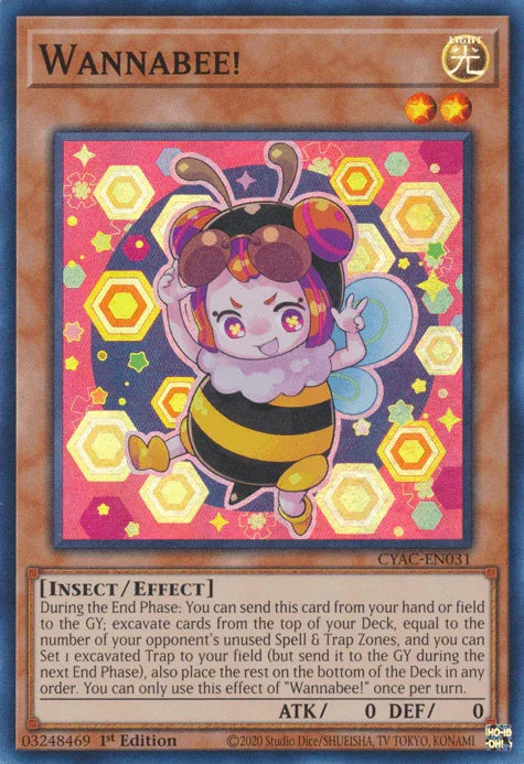 1st Edition, Cyberstorm Access, Effect Monster, Insect, Light, Super Rare Wannabee! [CYAC-EN031] Super Rare - Trading Card World