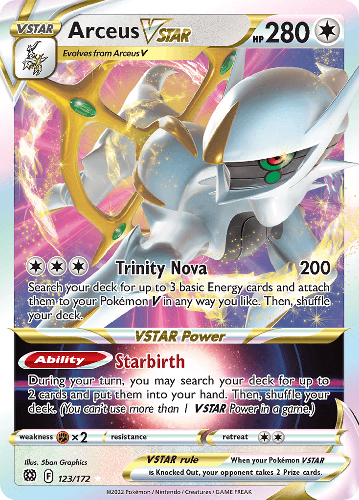 123, Colorless, Fighting [x2], Holofoil, Promo, Sword & Shield: Brilliant Stars Arceus VSTAR (123/172) (Metal Card) [Sword & Shield: Brilliant Stars] - Trading Card World