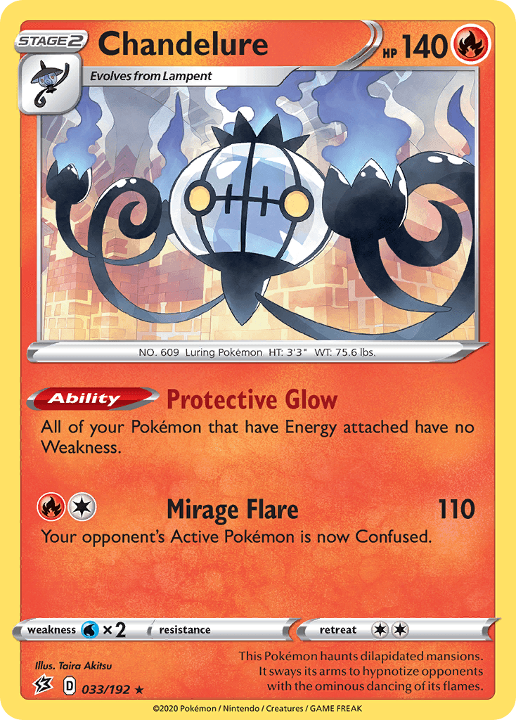 033, Fire, Holo Rare, Holofoil, Reverse Holofoil, Sword & Shield: Rebel Clash, Water[×2] Chandelure (033/192) [Sword & Shield: Rebel Clash] - Trading Card World