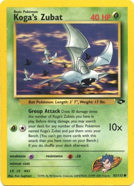 83, Common, Fighting[-30], Grass, Gym Challenge Unlimited, Normal, Psychic[×2] Koga's Zubat (83/132) [Gym Challenge Unlimited] - Trading Card World