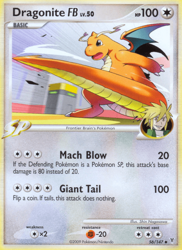 56, Colorless, Colorless[×2], Fighting[-20], Normal, Platinum: Supreme Victors, Reverse Holofoil, Uncommon Dragonite FB (56/147) [Platinum: Supreme Victors] - Trading Card World