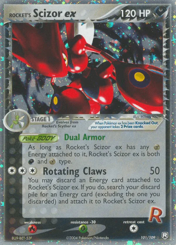 Darkness, EX: Team Rocket Returns, Fire[×2], Grass[-30], Holofoil, Ultra Rare Rocket's Scizor ex (101/109) [EX: Team Rocket Returns] - Trading Card World