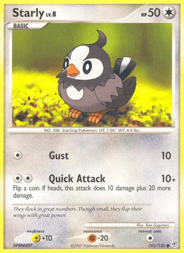 Colorless, Common, Diamond & Pearl: Base Set, Fighting[-20], Lightning[+10], Normal, Reverse Holofoil Starly (101/130) [Diamond & Pearl: Base Set] - Trading Card World