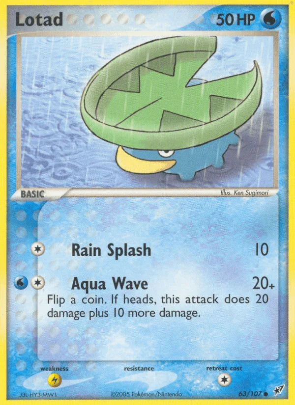 63, Common, EX: Deoxys, Lightning[×2], Normal, Water Lotad (63/107) [EX: Deoxys] - Trading Card World