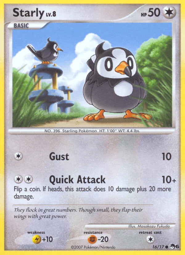 16, Colorless, Common, Fighting[-20], Lightning[+10], Normal, POP Series 6 Starly (16/17) [POP Series 6] - Trading Card World