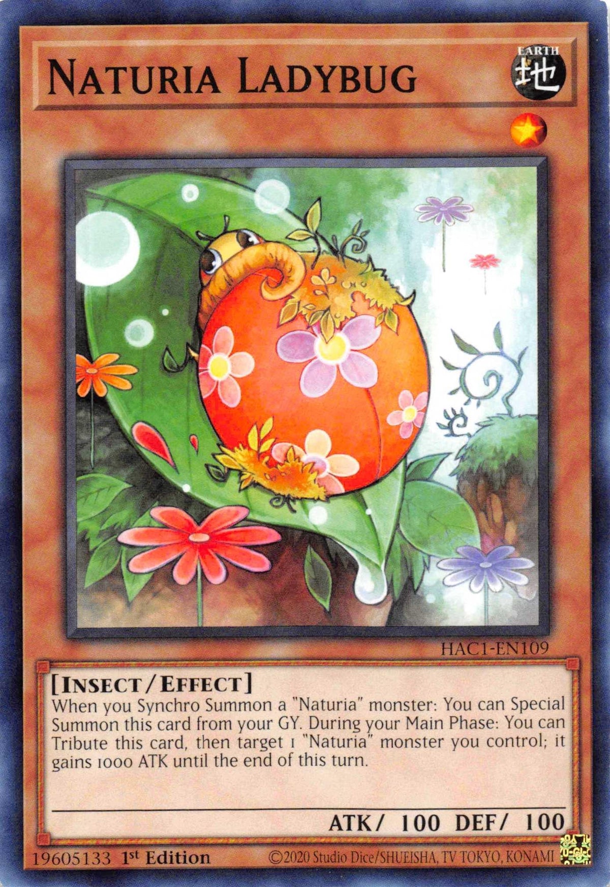 1st Edition, Earth, Effect Monster, Hidden Arsenal: Chapter 1, Insect, Parallel Rare Naturia Ladybug (Duel Terminal) [HAC1-EN109] Parallel Rare - Trading Card World