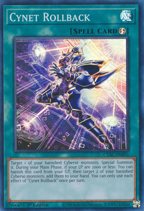 1st Edition, Cyberstorm Access, Quick-Play Spell, Spell, Super Rare Cynet Rollback [CYAC-EN051] Super Rare - Trading Card World