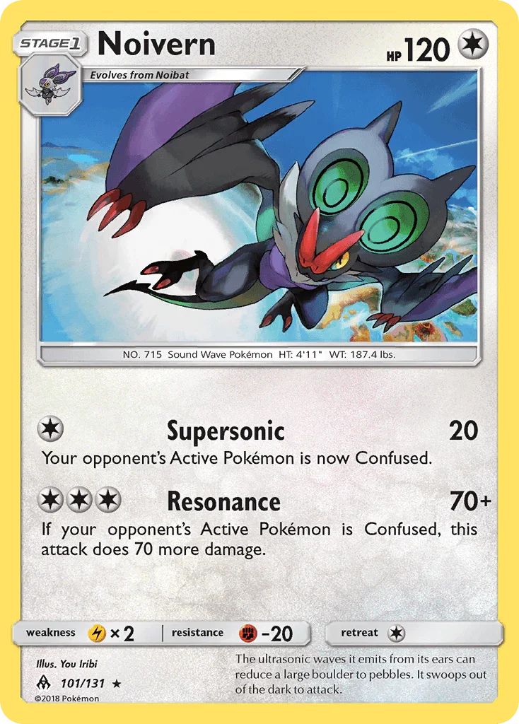 Colorless, Fighting[-20], Lightning[×2], Normal, Rare, Reverse Holofoil, Sun & Moon: Forbidden Light Noivern (101/131) [Sun & Moon: Forbidden Light] - Trading Card World