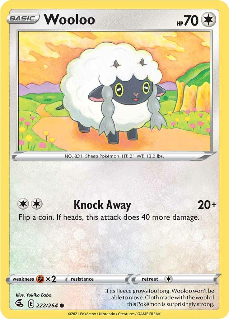 222, Colorless, Common, Fighting [x2], Normal, Reverse Holofoil, Sword & Shield: Fusion Strike Wooloo (222/264) [Sword & Shield: Fusion Strike] - Trading Card World