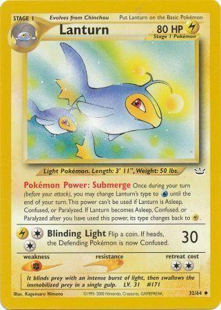 32, Fighting[×2], Lightning, Neo Revelation Unlimited, Normal, Uncommon Lanturn (32/64) [Neo Revelation Unlimited] - Trading Card World