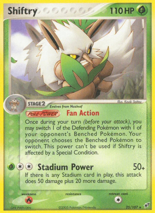 25, EX: Deoxys, Fire[×2], Grass, Normal, Rare Shiftry (25/107) [EX: Deoxys] - Trading Card World