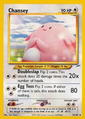 31, Colorless, Fighting[×2], Neo Destiny Unlimited, Normal, Psychic[-30], Uncommon Chansey (31/105) [Neo Destiny Unlimited] - Trading Card World