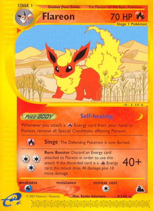 Fire, Normal, Rare, Reverse Holofoil, Skyridge, Water[×2] Flareon (8/144) [Skyridge] - Trading Card World