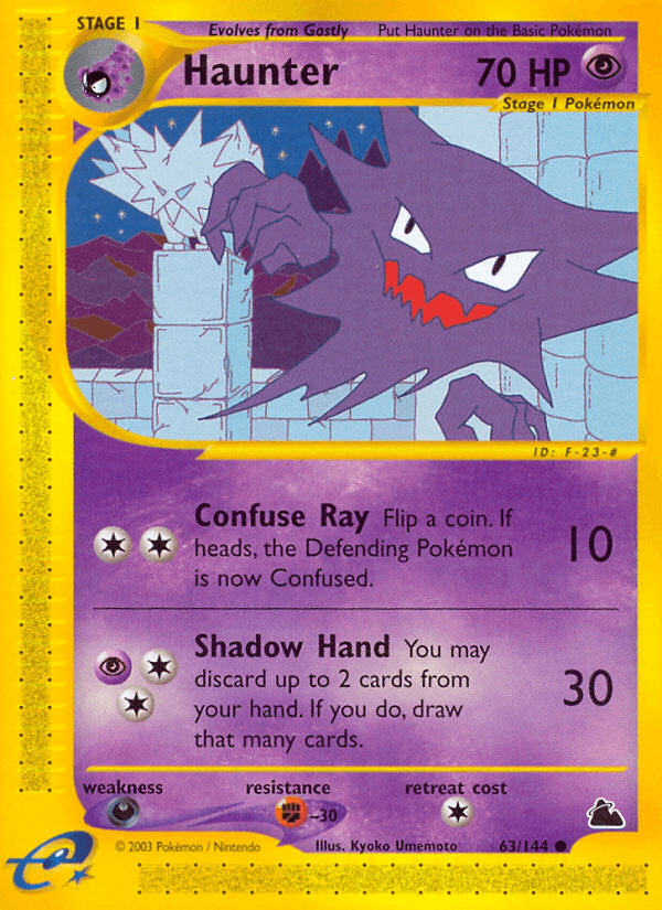 63, Common, Dark[×2], Fighting[-30], Normal, Psychic, Reverse Holofoil, Skyridge Haunter (63/144) [Skyridge] - Trading Card World