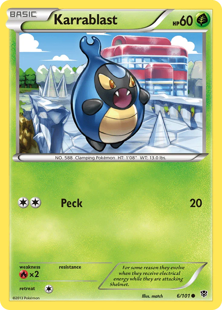Black & White: Plasma Blast, Common, Fire[×2], Grass, Normal, Reverse Holofoil Karrablast (6/101) [Black & White: Plasma Blast] - Trading Card World