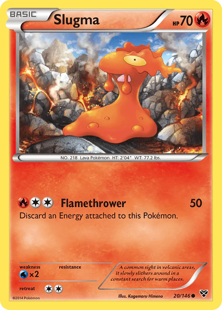 20, Common, Fire, Normal, Reverse Holofoil, Water[×2], XY: Base Set Slugma (20/146) [XY: Base Set] - Trading Card World