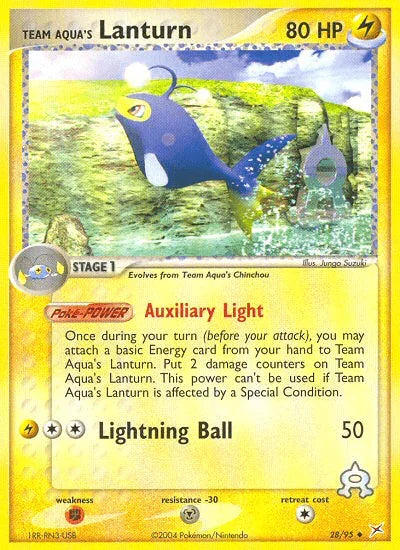 28, EX: Team Magma vs Team Aqua, Fighting[×2], Lightning, Metal[-30], Normal, Reverse Holofoil, Uncommon Team Aqua's Lanturn (28/95) [EX: Team Magma vs Team Aqua] - Trading Card World
