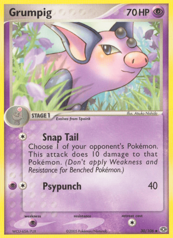30, EX: Emerald, Normal, Psychic, Psychic[×2], Uncommon Grumpig (30/106) [EX: Emerald] - Trading Card World