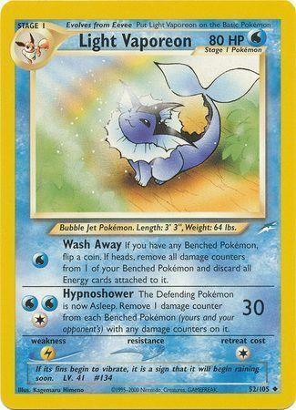 52, Lightning[×2], Neo Destiny Unlimited, Normal, Uncommon, Water Light Vaporeon (52/105) [Neo Destiny Unlimited] - Trading Card World