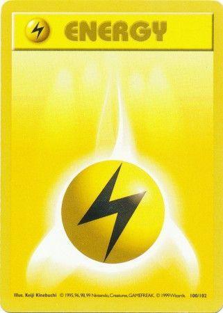 100, Base Set Shadowless Unlimited, Basic Energy, Common, Normal Lightning Energy (100/102) [Base Set Shadowless Unlimited] - Trading Card World
