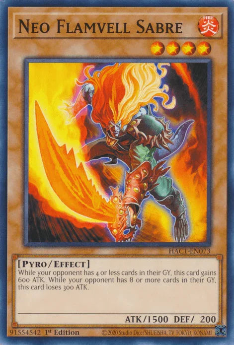 1st Edition, Common, Effect Monster, Fire, Hidden Arsenal: Chapter 1, Pyro Neo Flamvell Sabre [HAC1-EN073] Common - Trading Card World
