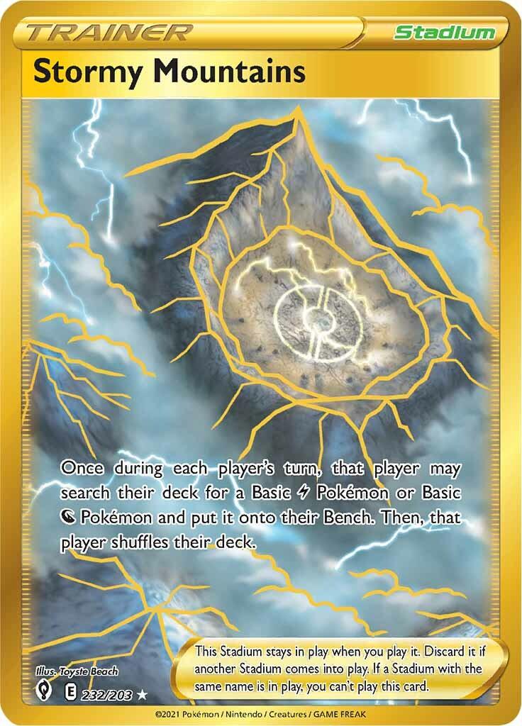 232, Holofoil, Secret Rare, Stadium, Sword & Shield: Evolving Skies Stormy Mountains (232/203) [Sword & Shield: Evolving Skies] - Trading Card World