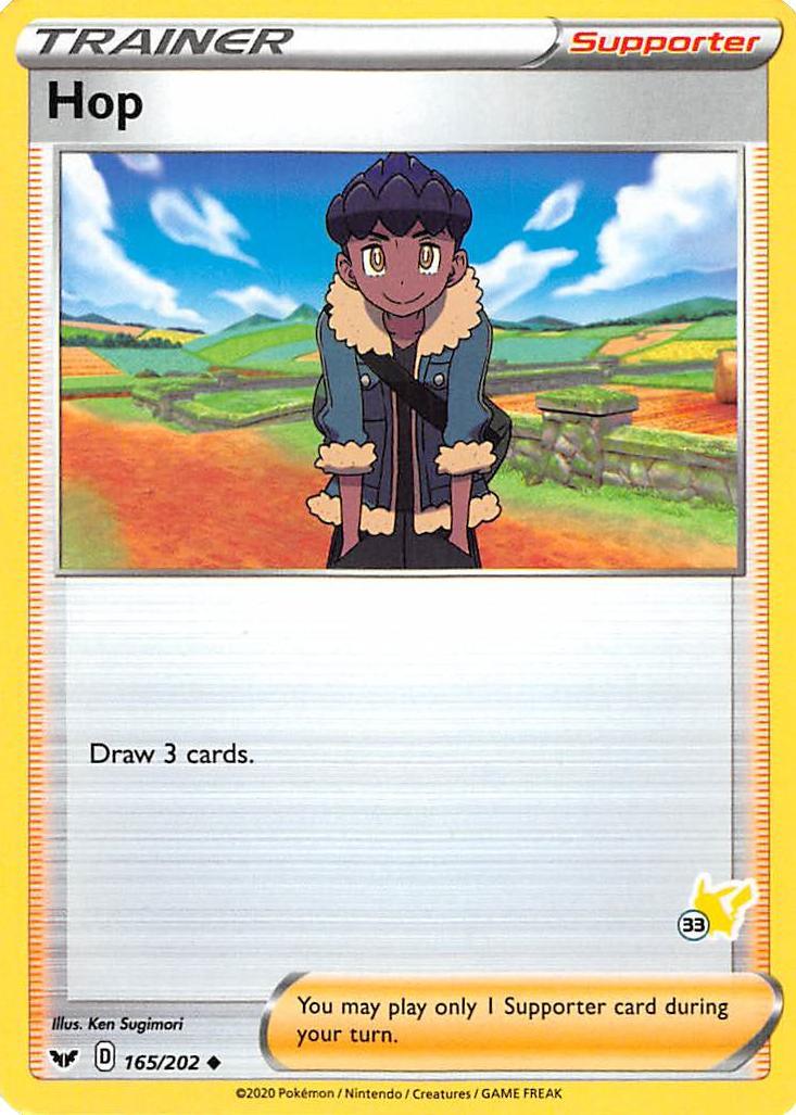 165, Battle Academy 2022, Normal, Supporter, Uncommon Hop (165/202) (Pikachu Stamp #33) [Battle Academy 2022] - Trading Card World
