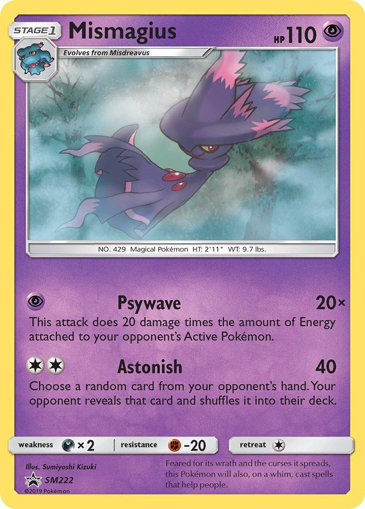 Black Star Promo, Darkness[×2], Fighting[-20], Holofoil, Psychic, SM222, Sun & Moon: Black Star Promos Mismagius (SM222) [Sun & Moon: Black Star Promos] - Trading Card World