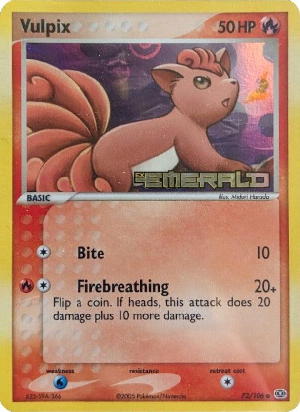 72, Common, EX: Emerald, Fire, Reverse Holofoil, Water[×2] Vulpix (72/106) (Stamped) [EX: Emerald] - Trading Card World