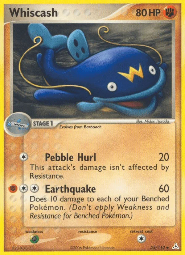 55, EX: Holon Phantoms, Fighting, Grass[×2], Normal, Uncommon Whiscash (55/110) [EX: Holon Phantoms] - Trading Card World