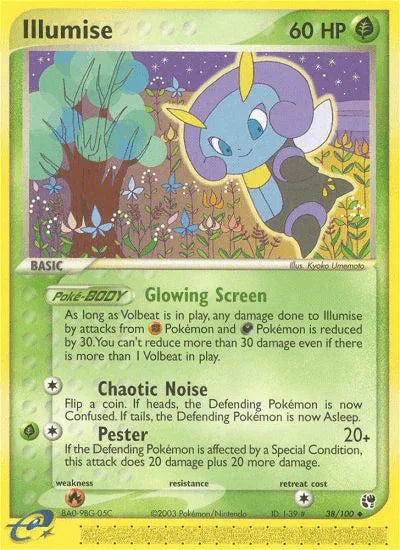 38, EX: Sandstorm, Fire[×2], Grass, Normal, Reverse Holofoil, Uncommon Illumise (38/100) [EX: Sandstorm] - Trading Card World