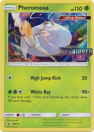 Fire[×2], Grass, Holofoil, Promo, SM115, Sun & Moon: Black Star Promos Pheromosa (SM115) (Staff Prerelease Promo) [Sun & Moon: Black Star Promos] - Trading Card World