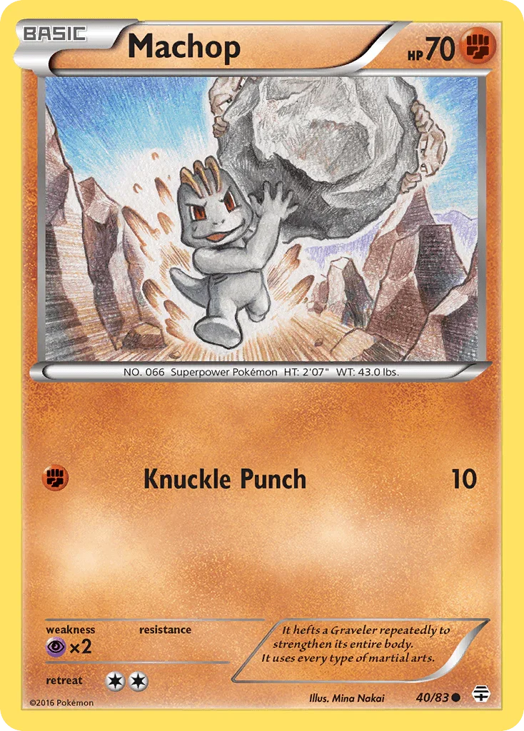 40, Common, Fighting, Normal, Psychic[×2], Reverse Holofoil, XY: Generations Machop (40/83) [XY: Generations] - Trading Card World