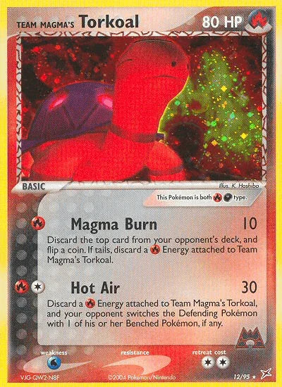 12, Darkness, EX: Team Magma vs Team Aqua, Fire, Holo Rare, Holofoil, Reverse Holofoil, Water[×2] Team Magma's Torkoal (12/95) [EX: Team Magma vs Team Aqua] - Trading Card World